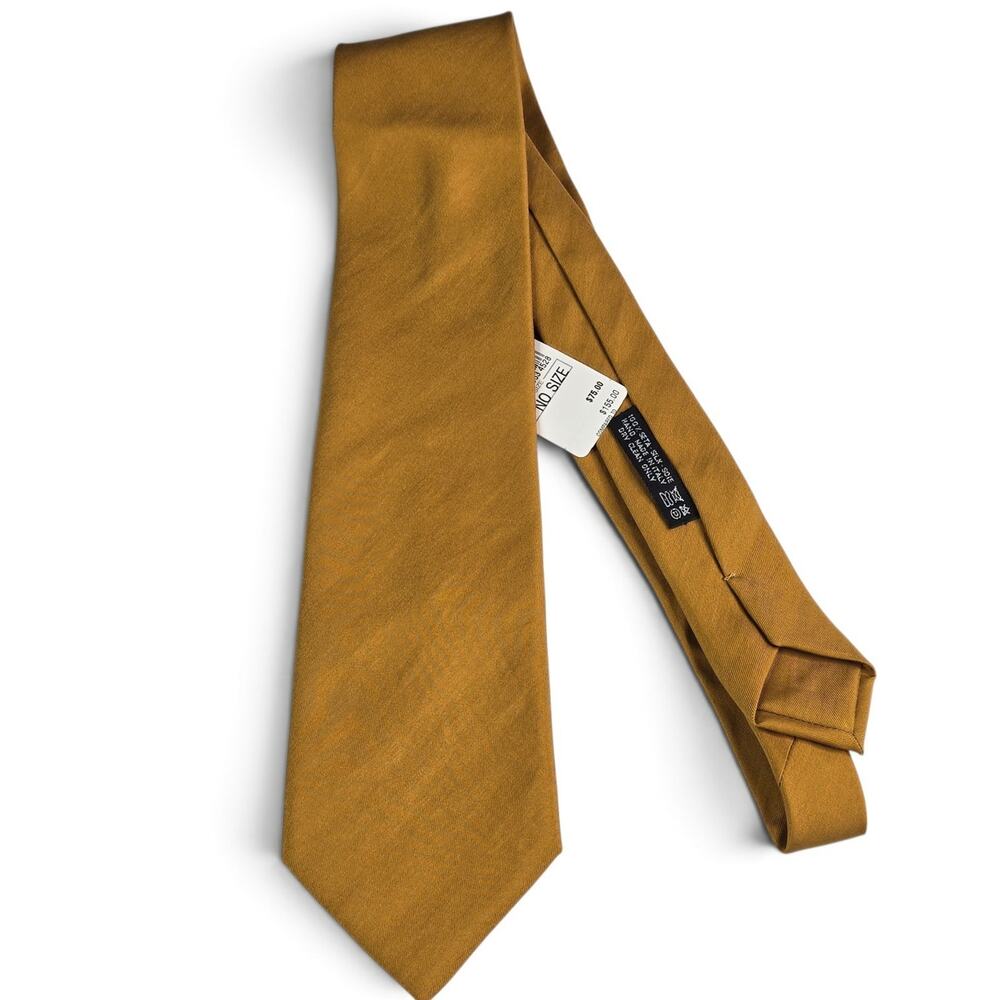 Brioni Harvest Gold Solid Mustard Yellow Handmade in Italy Silk Tie NWT